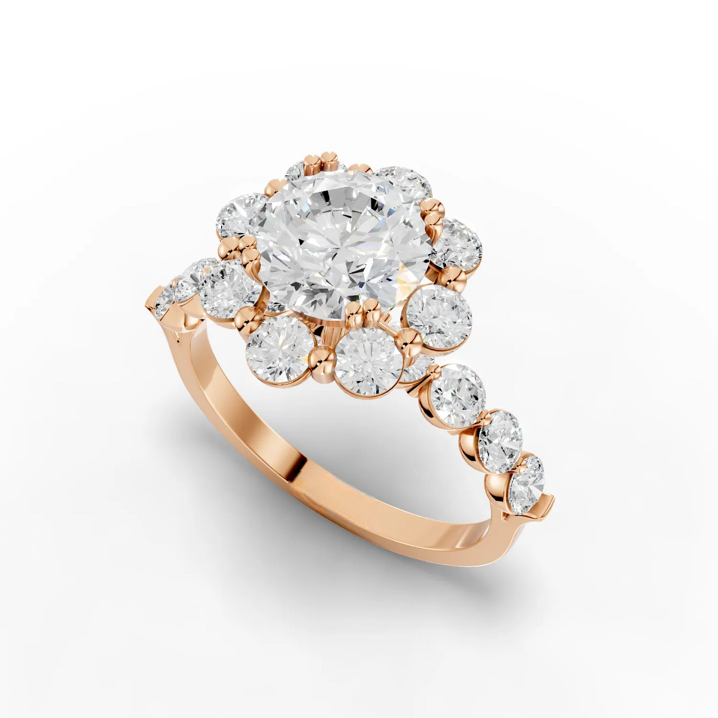 1.5 Carat Center Round Cut Moissanite Diamond Engagement Ring