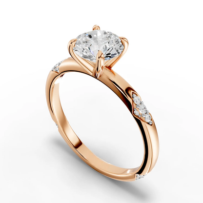 1 Carat Center Round Cut Moissanite Diamond Engagement Ring
