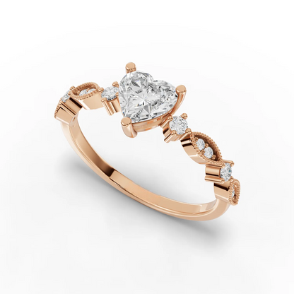 0.75 Carat Center Heart Cut Moissanite Diamond Engagement Ring