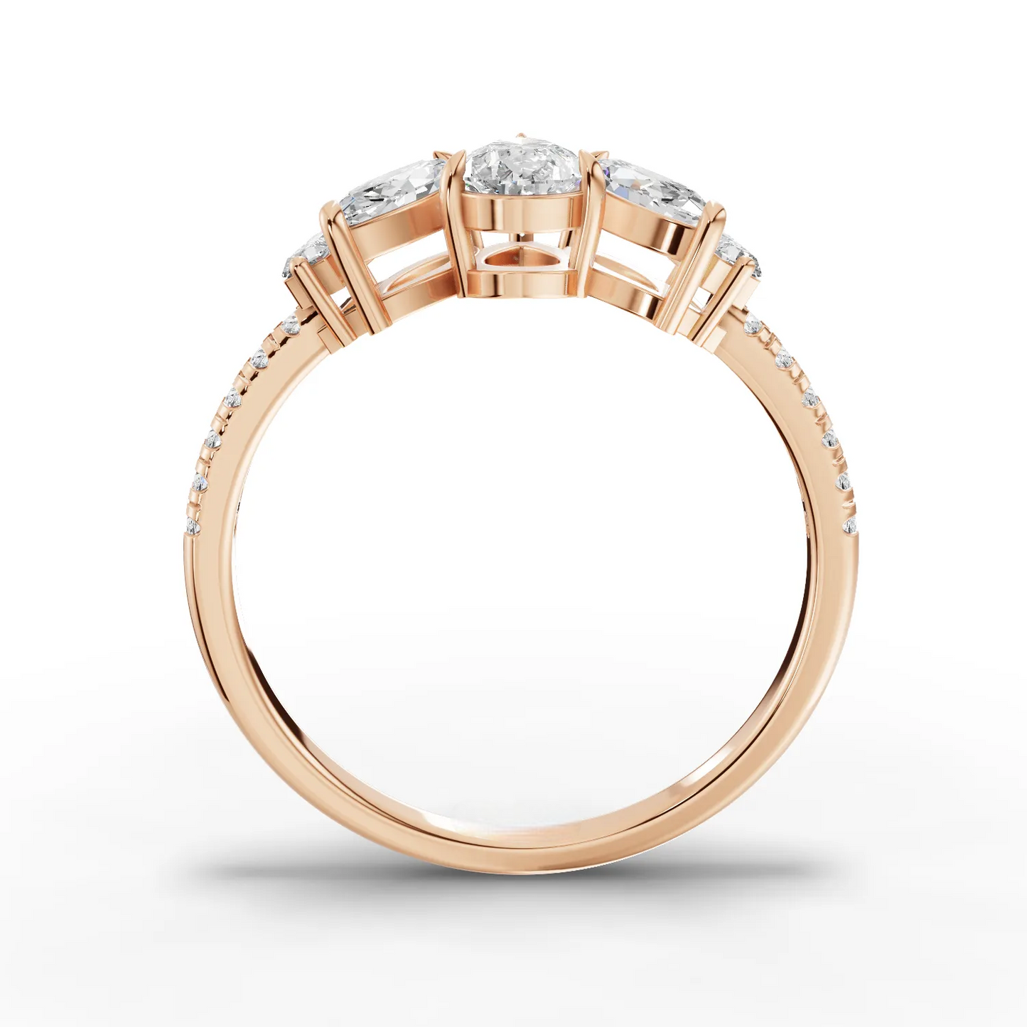 0.70 Carat Pear Cut Moissanite Diamond Three Stone Engagement Ring