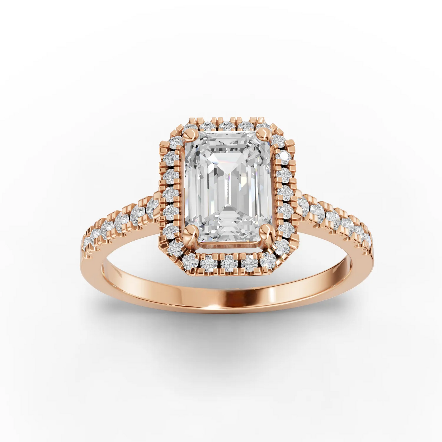 1 Carat Center Emerald Cut Moissanite Diamond Engagement Ring