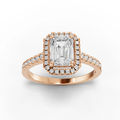 1 Carat Center Emerald Cut Moissanite Diamond Engagement Ring