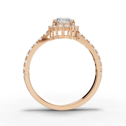 1 Carat Center Radiant, Baguette Cut Moissanite Diamond Engagement Ring