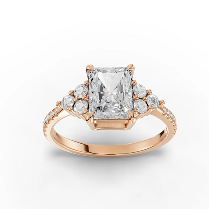 1.5 Carat Center Radiant Cut Moissanite Diamond Engagement Ring
