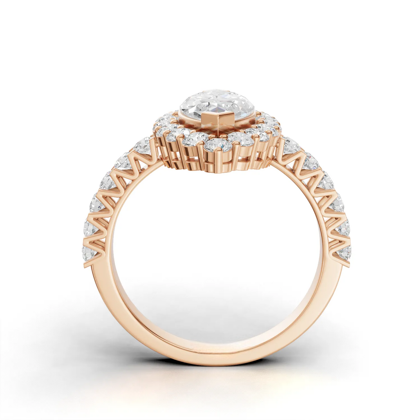 1.5 Carat Center Marquise, Round Cut Moissanite Diamond Engagement Ring