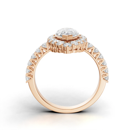 1.5 Carat Center Marquise, Round Cut Moissanite Diamond Engagement Ring