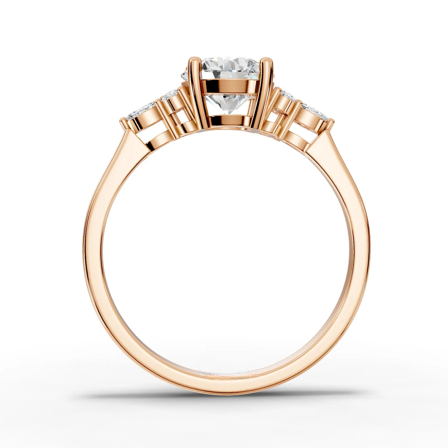 1 Carat Center Round, Marquise cut, Moissanite Diamond Engagement Ring
