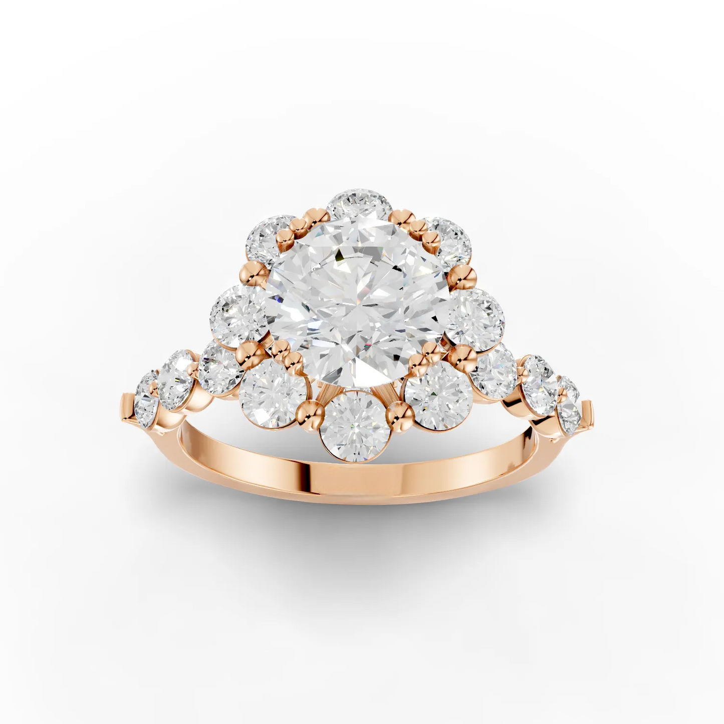 1.5 Carat Center Round Cut Moissanite Diamond Engagement Ring