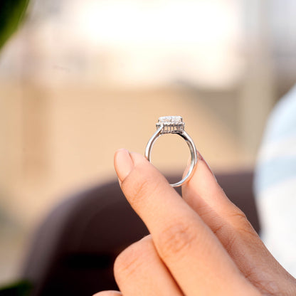 1 Carat Center Radiant, Baguette Cut Moissanite Diamond Engagement Ring
