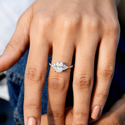 1.5 Carat Center Radiant Cut Moissanite Diamond Engagement Ring