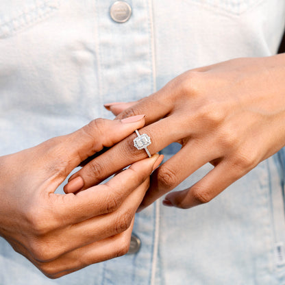 1 Carat Center Radiant, Round Cut Moissanite Diamond Engagement Ring