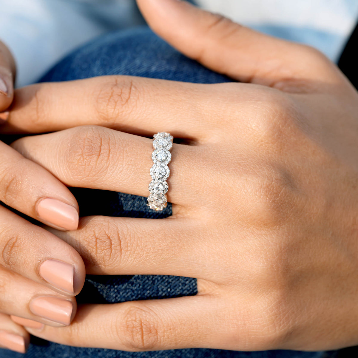 2.10 Carat Round Cut Moissanite Diamond Engagement Ring