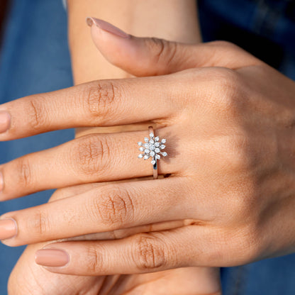 0.30 Carat Round Cut Moissanite Diamond Premium Snow Flake Ring