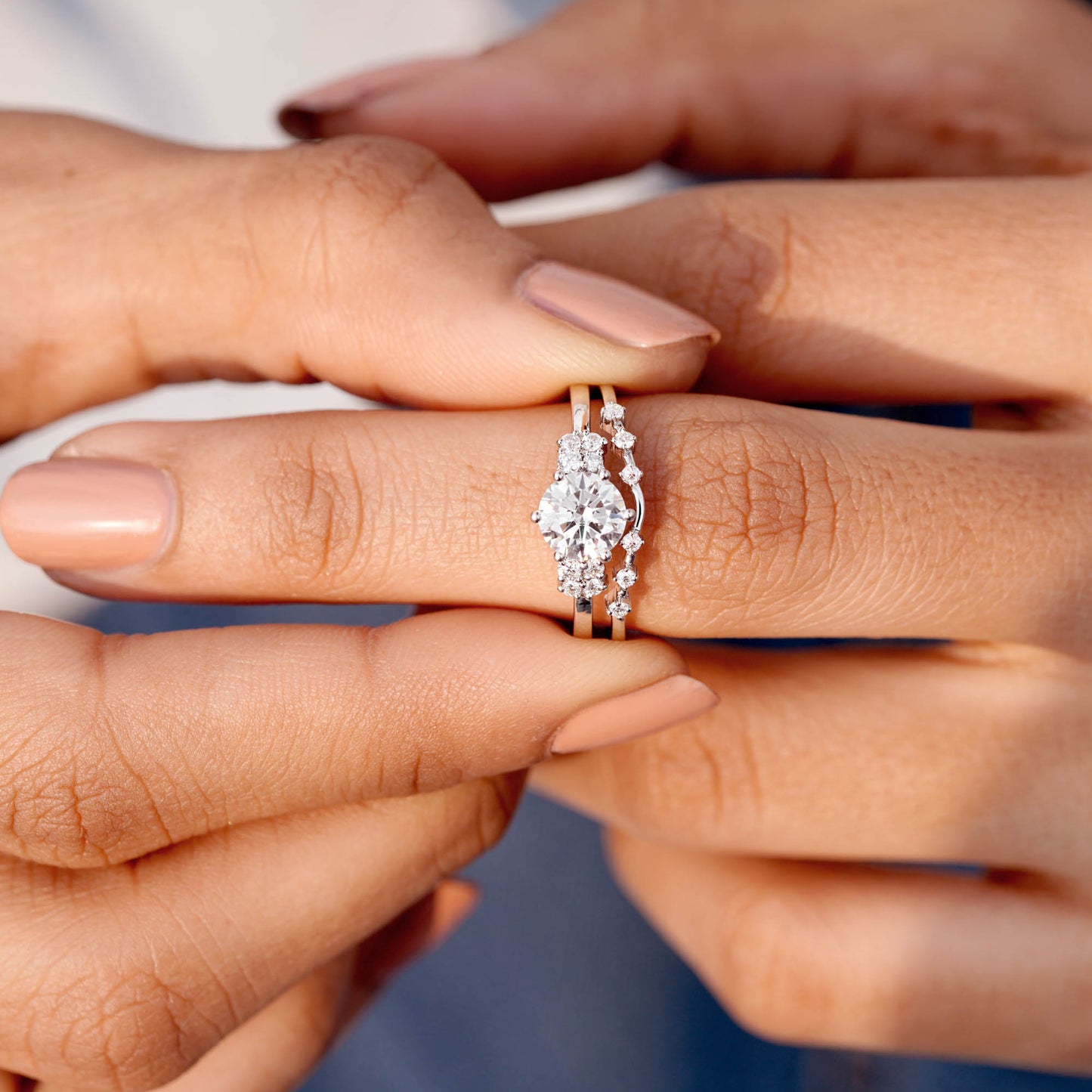 1 Carat Center Round Cut Moissanite Diamond Engagement Ring
