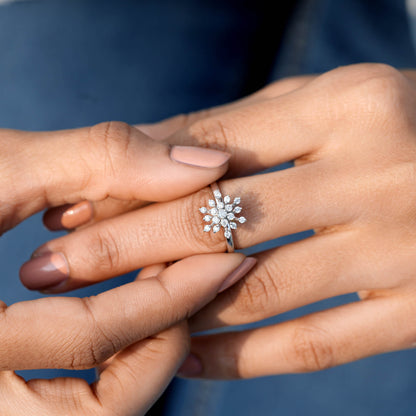 0.30 Carat Round Cut Moissanite Diamond Premium Snow Flake Ring