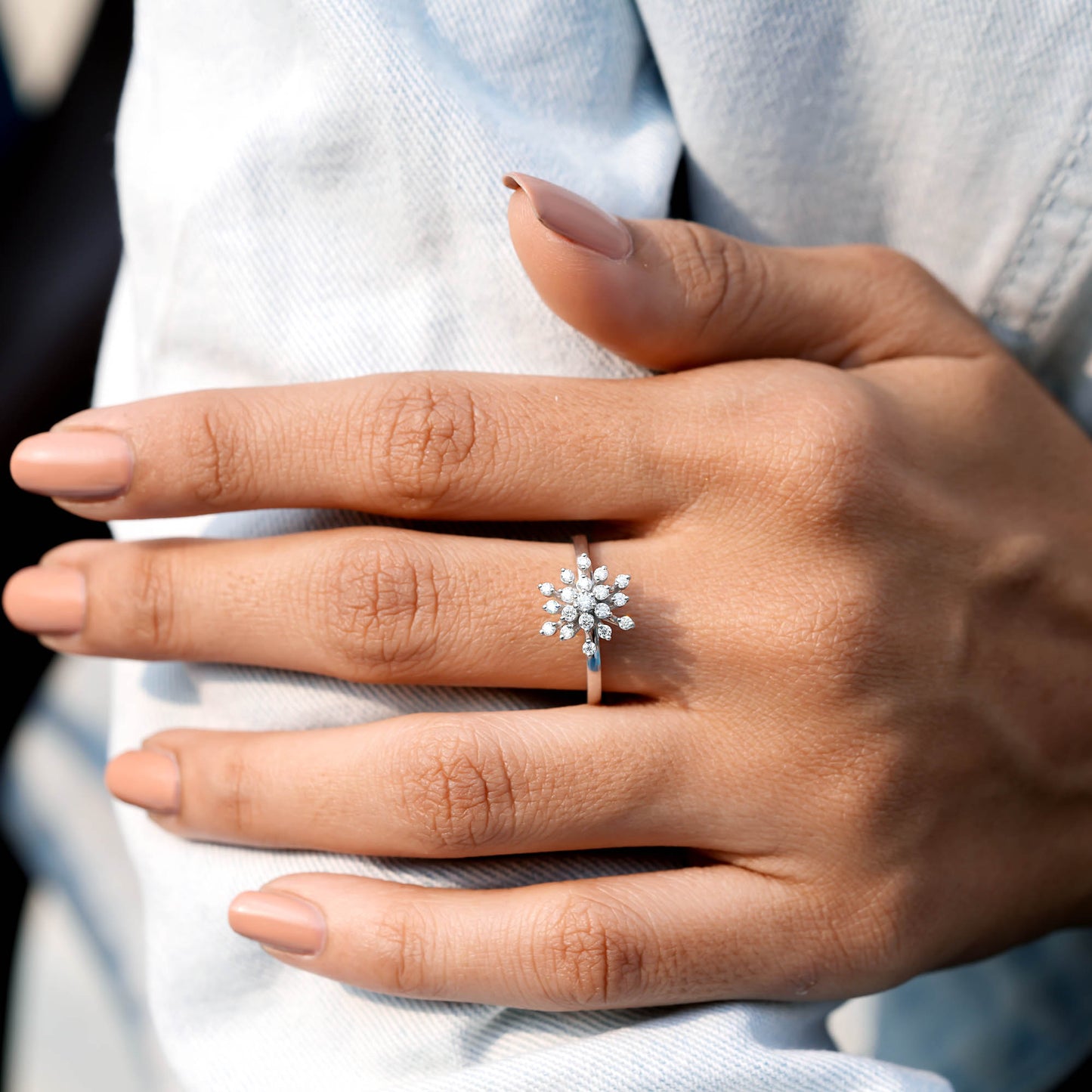 0.30 Carat Round Cut Moissanite Diamond Premium Snow Flake Ring