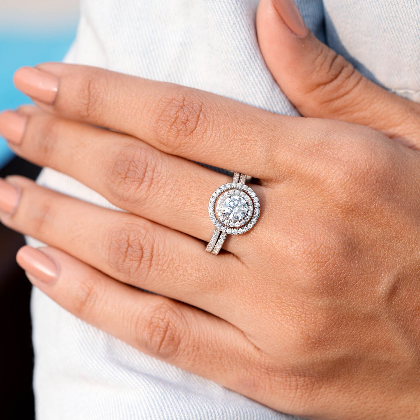 1 Carat Center Round Cut Moissanite Diamond Engagement Ring