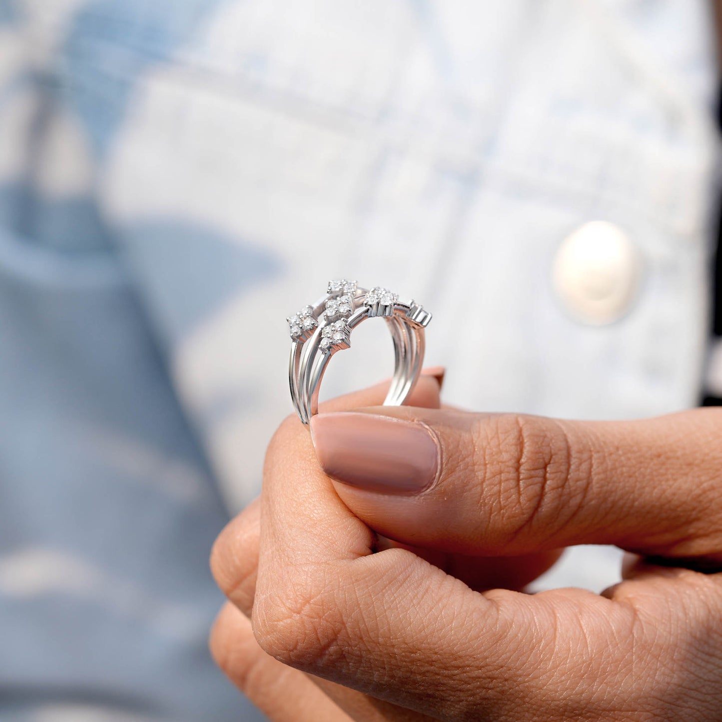 0.62 Carat Round Cut Moissanite Diamond Engagement Ring