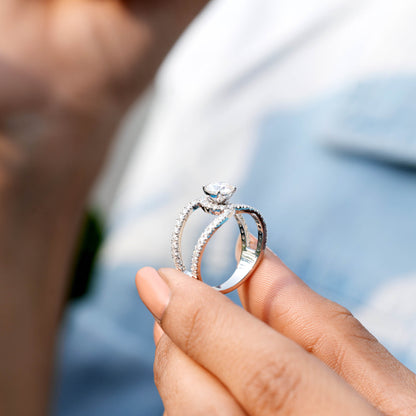 1 Carat Center Round Cut Moissanite Diamond Engagement Ring
