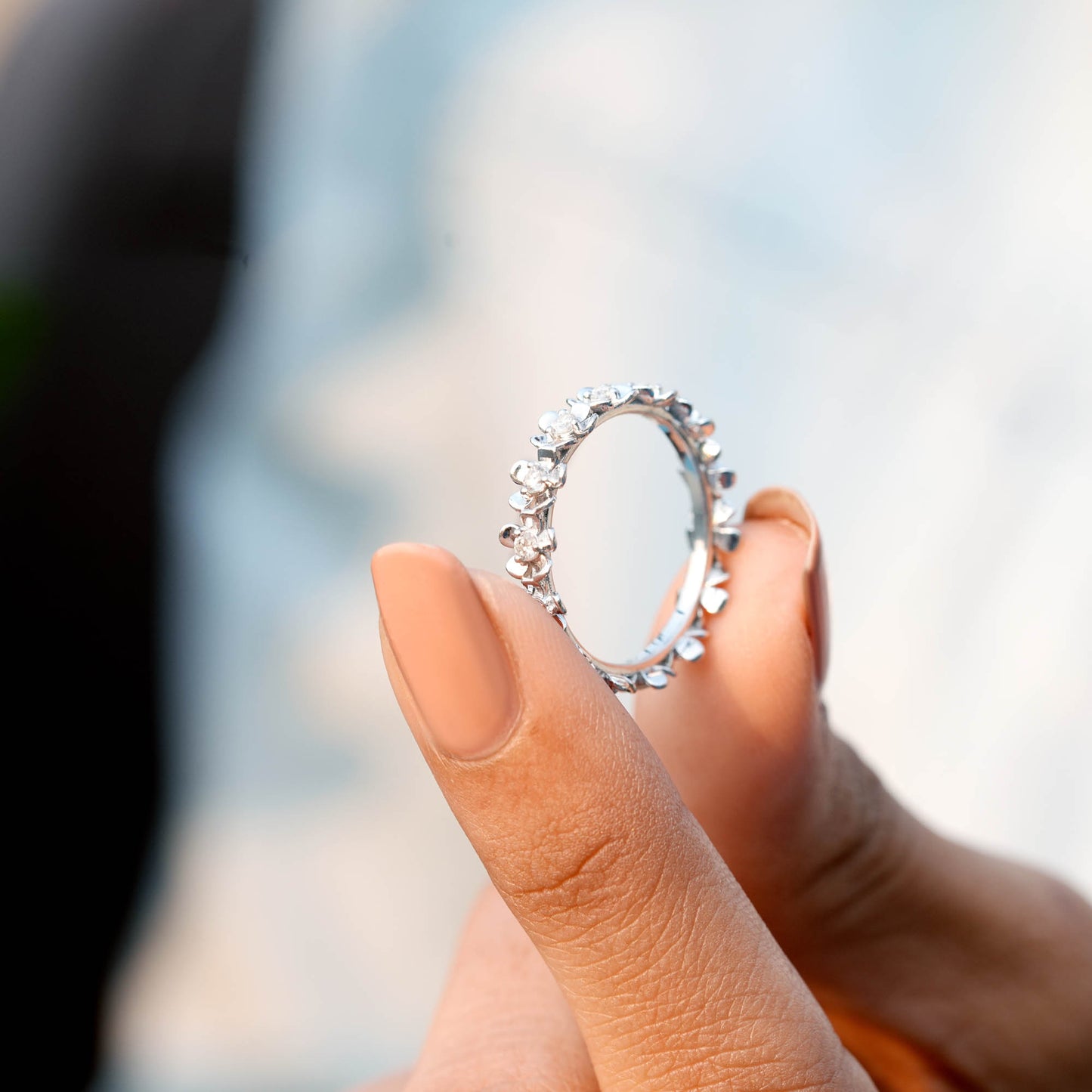 0.45 Carat Round Cut Moissanite Diamond Engagement Ring