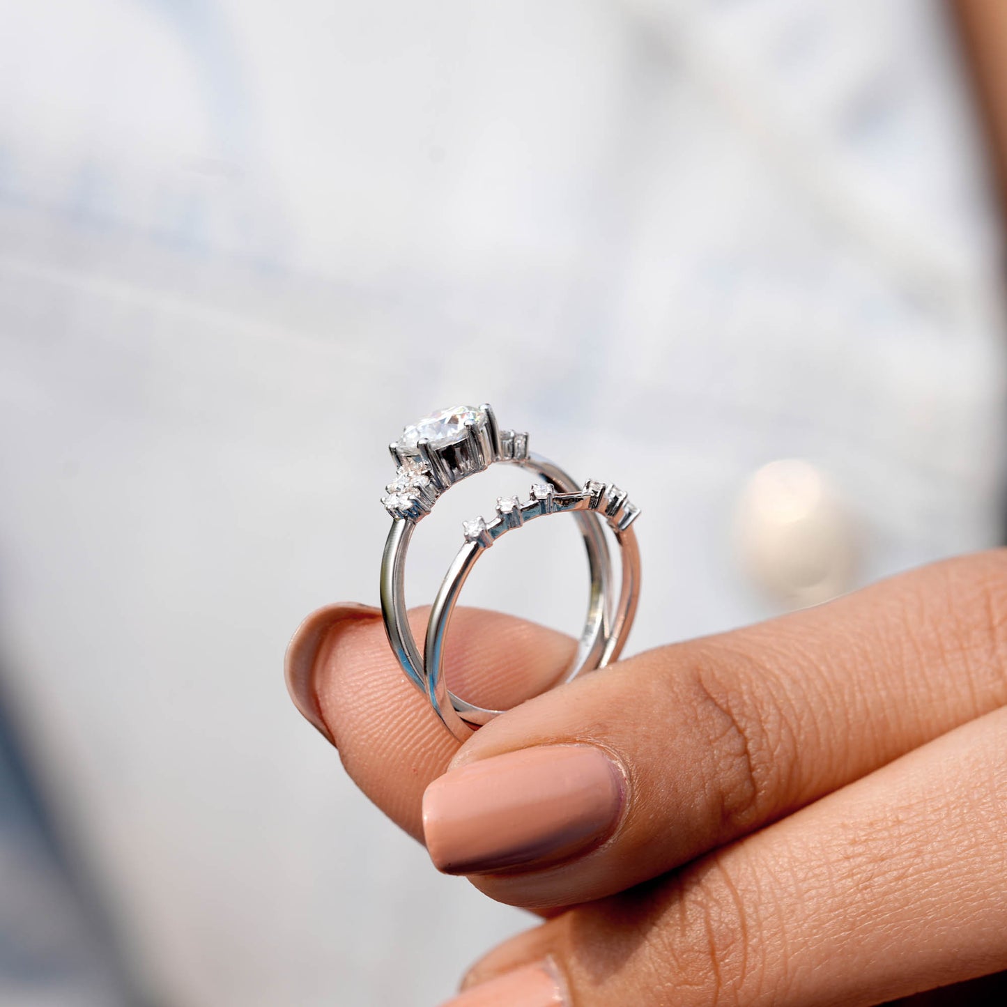 1 Carat Center Round Cut Moissanite Diamond Engagement Ring