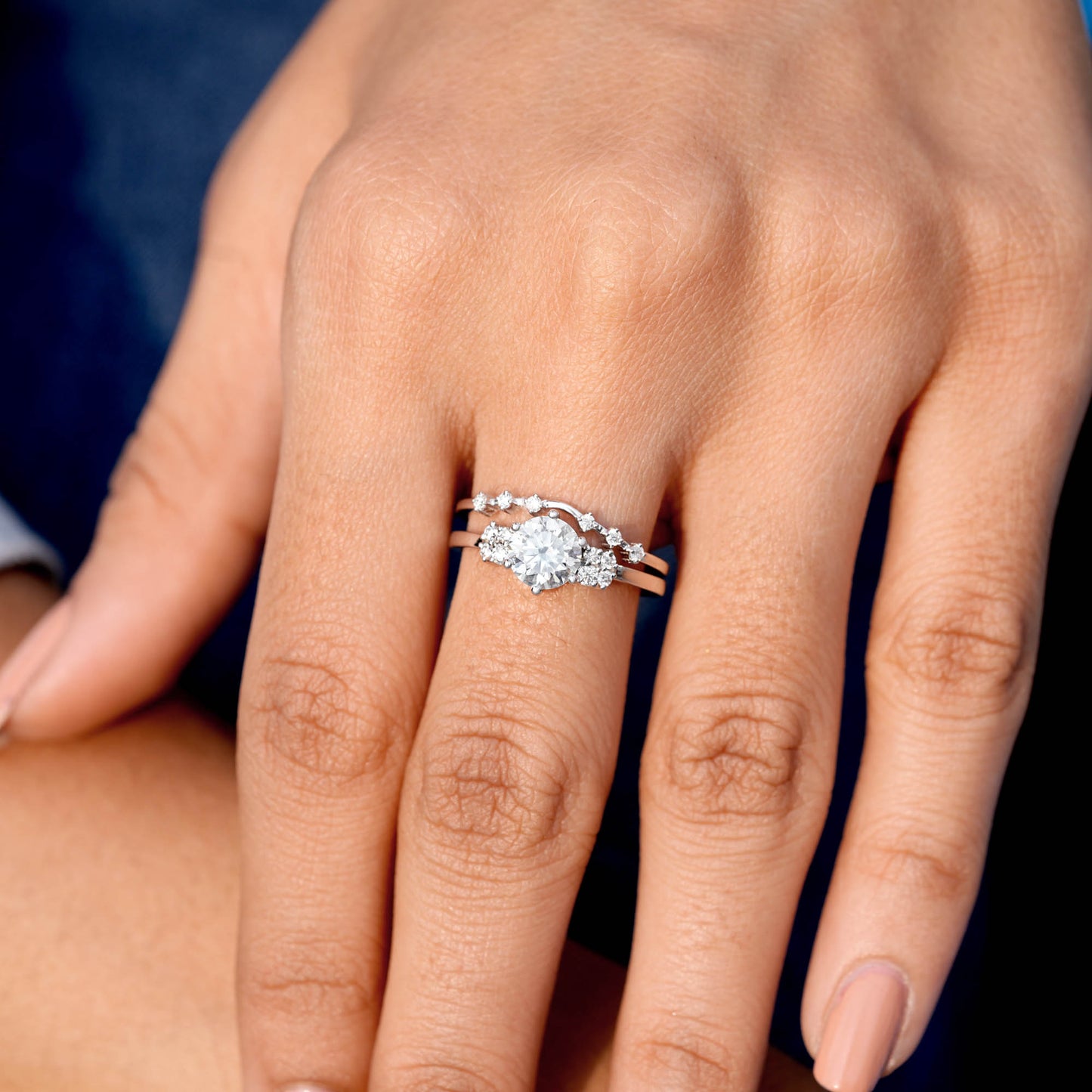 1 Carat Center Round Cut Moissanite Diamond Engagement Ring