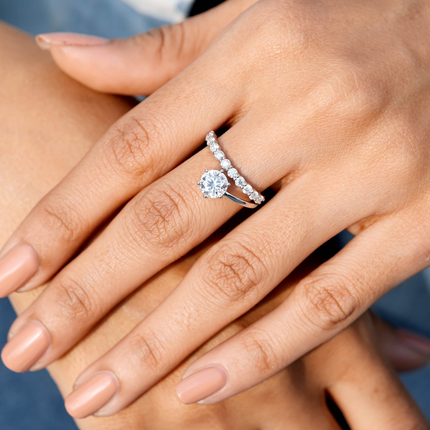 1 Carat Center Round Cut Moissanite Diamond Engagement Ring