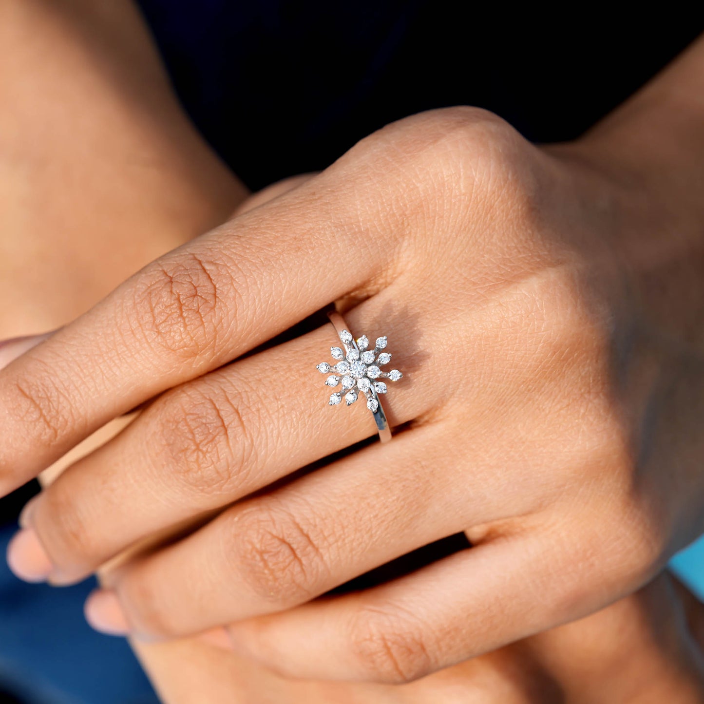 0.30 Carat Round Cut Moissanite Diamond Premium Snow Flake Ring