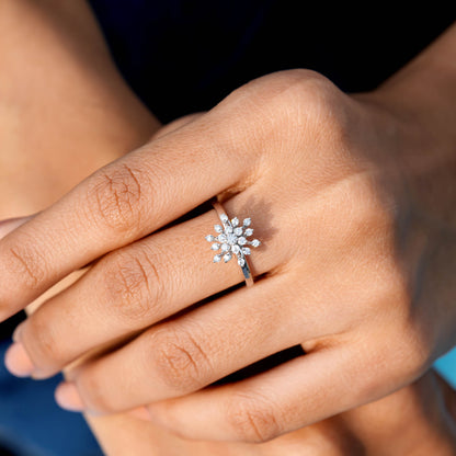 0.30 Carat Round Cut Moissanite Diamond Premium Snow Flake Ring