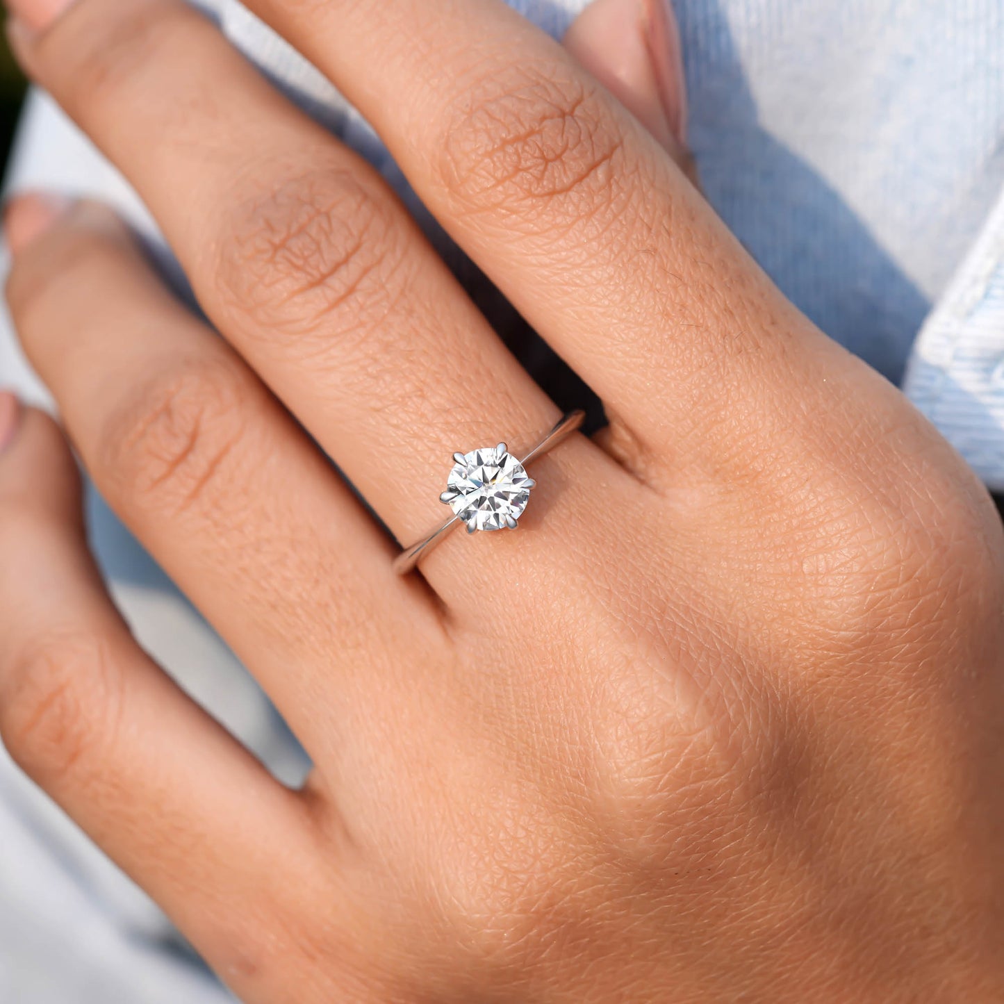 1 Carat Center Round Cut Moissanite Diamond Engagement Ring