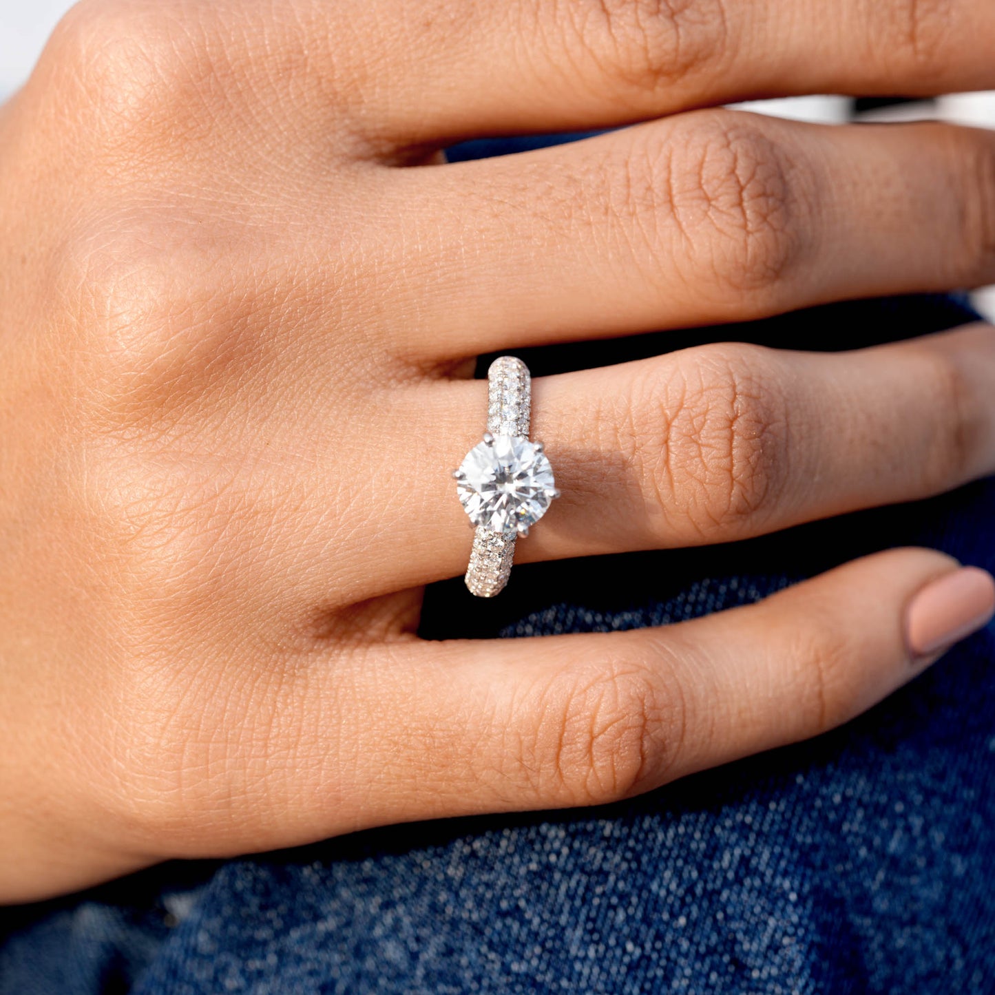 2 Carat Center Round Cut Moissanite Diamond Engagement Ring