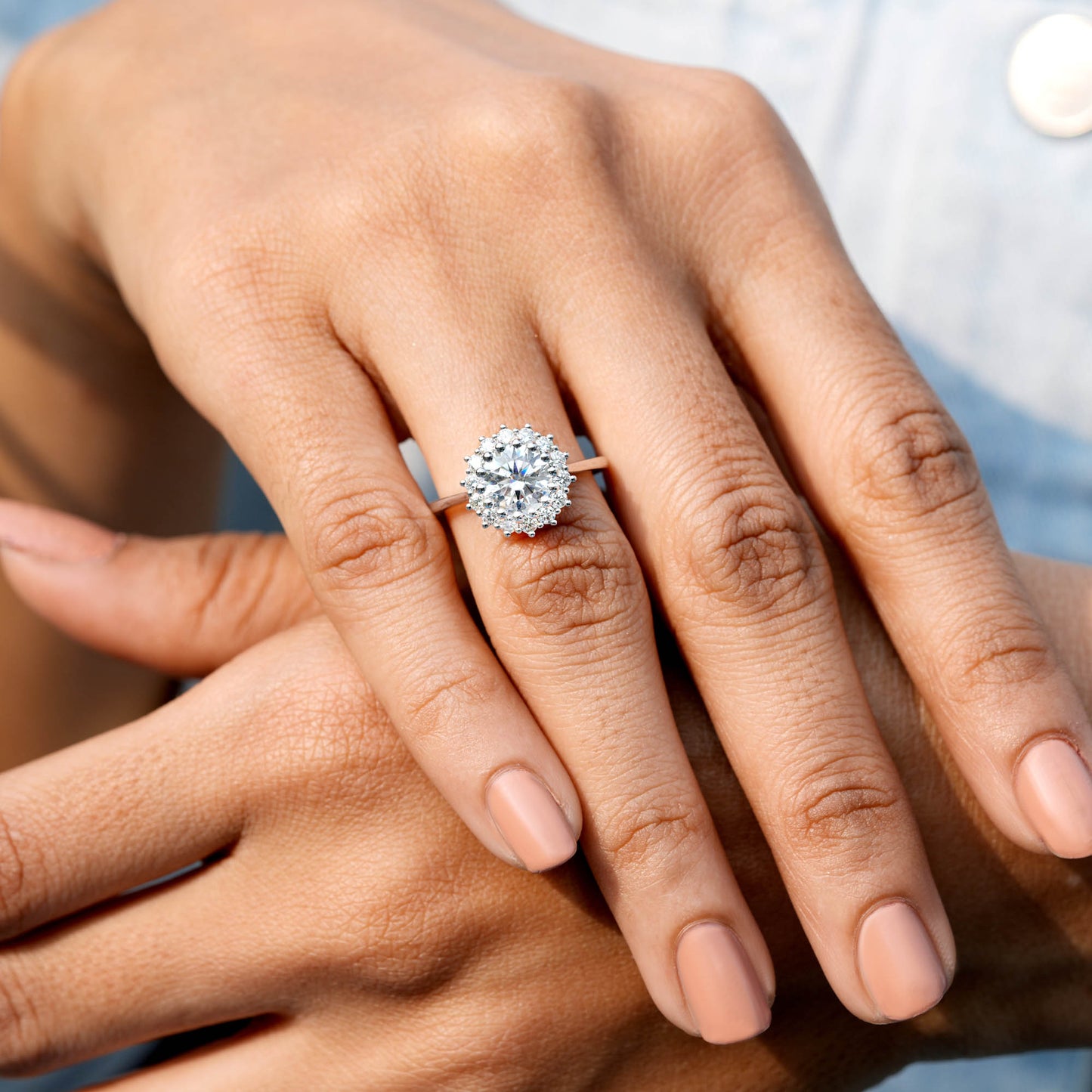 1.5 Carat Center Round Cut Moissanite Diamond Engagement Ring