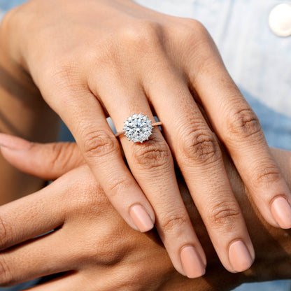 1.5 Carat Center Round Cut Moissanite Diamond Engagement Ring