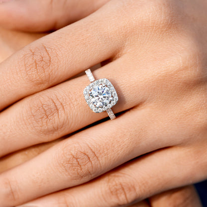 1.5 Carat Center Round Cut Moissanite Diamond Engagement Ring