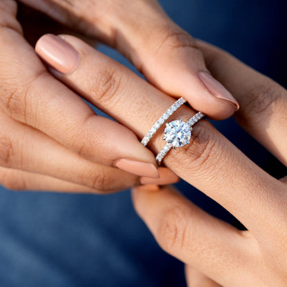 1.5 Carat Center Round Cut Moissanite Diamond Engagement Ring