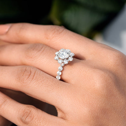 1.5 Carat Center Round Cut Moissanite Diamond Engagement Ring