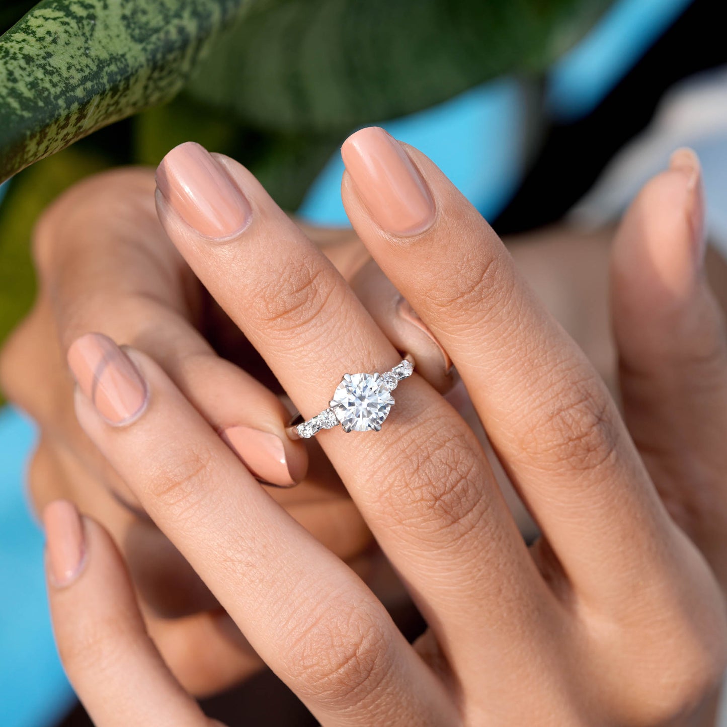 1.5 Carat Center Round Cut Moissanite Diamond Engagement Ring
