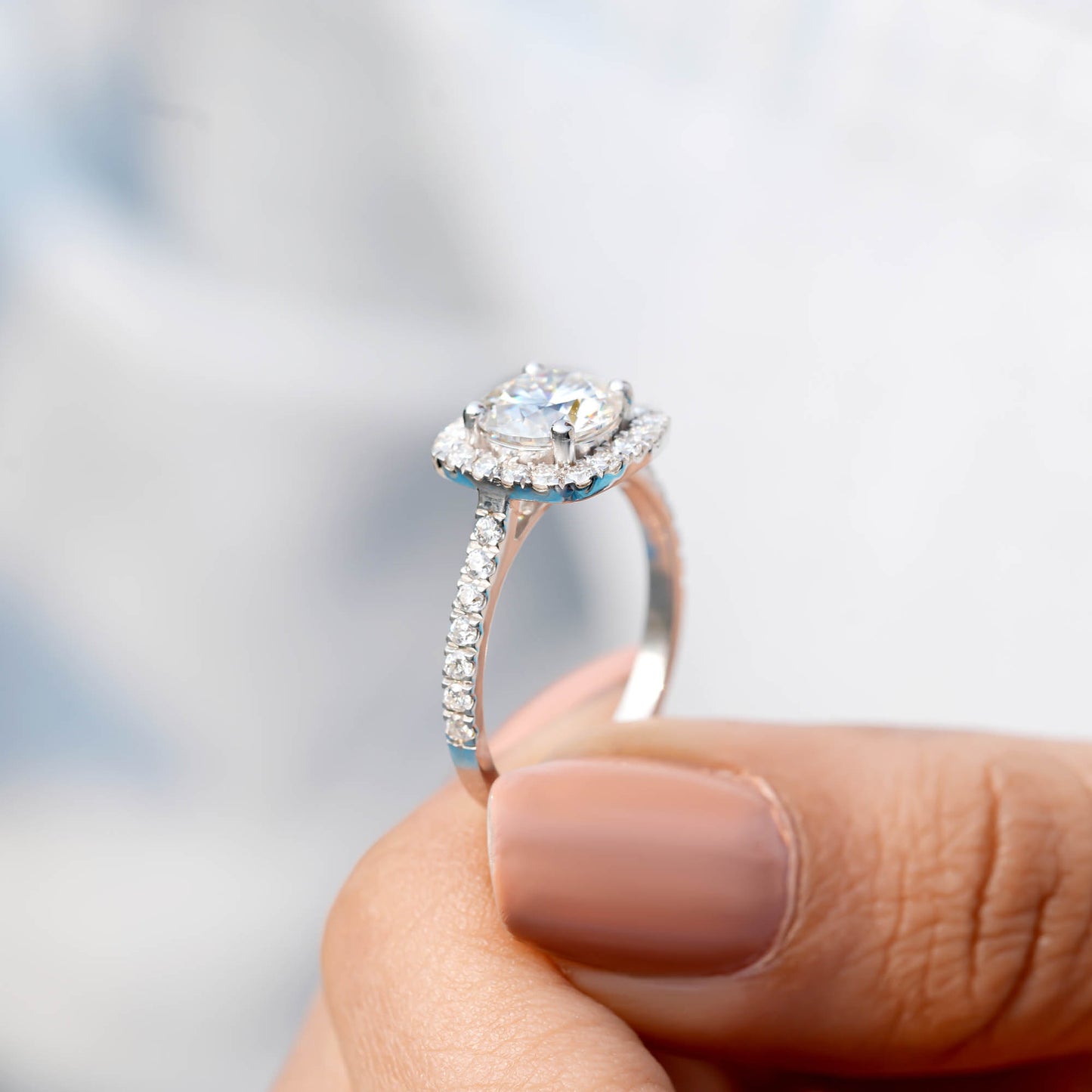 1.5 Carat Center Round Cut Moissanite Diamond Engagement Ring