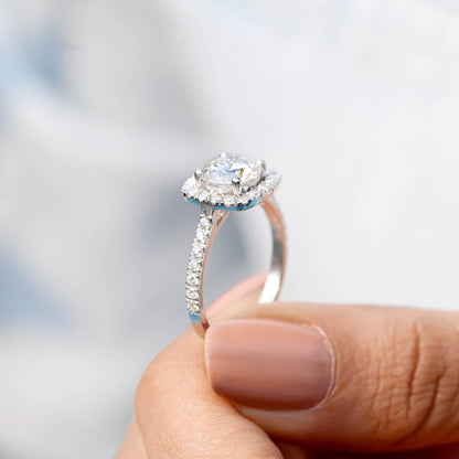 1.5 Carat Center Round Cut Moissanite Diamond Engagement Ring