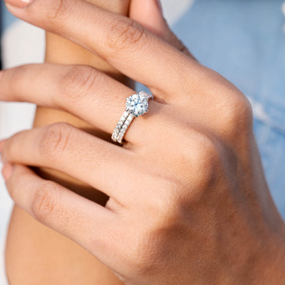 1.5 Carat Center Round Cut Moissanite Diamond Engagement Ring