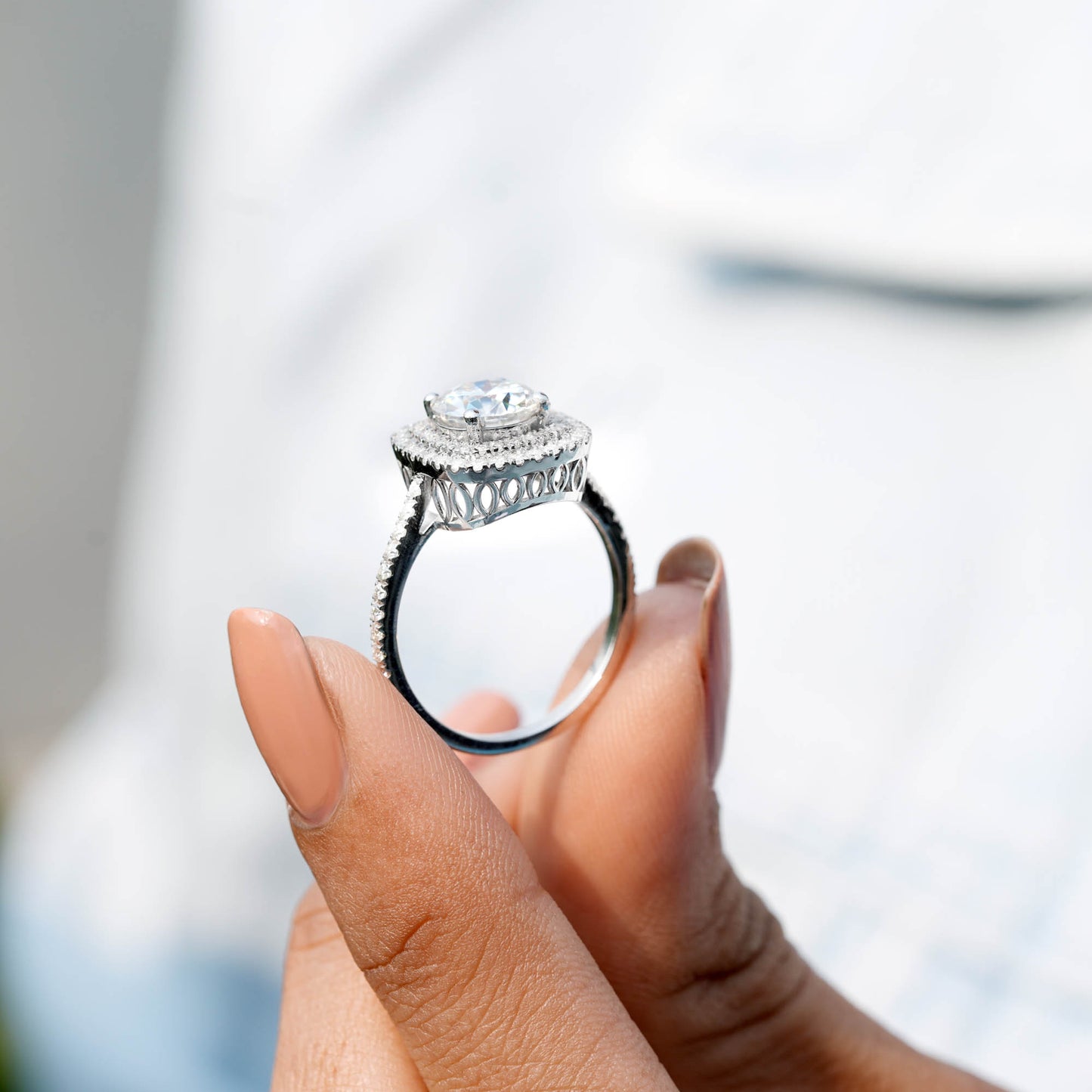 1.5 Carat Center Round Cut Moissanite Diamond Engagement Ring