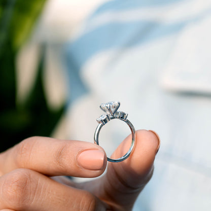 1.5 Carat Center Round Cut Moissanite Diamond Engagement Ring
