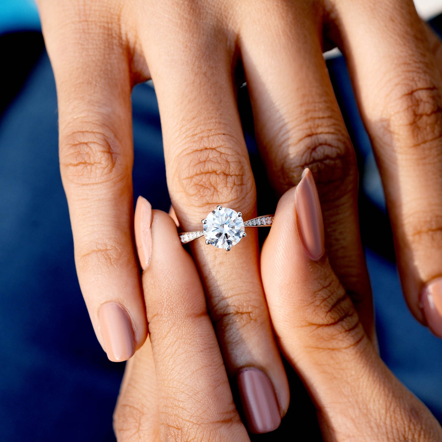 2 Carat Center Round Cut Moissanite Diamond Engagement Ring