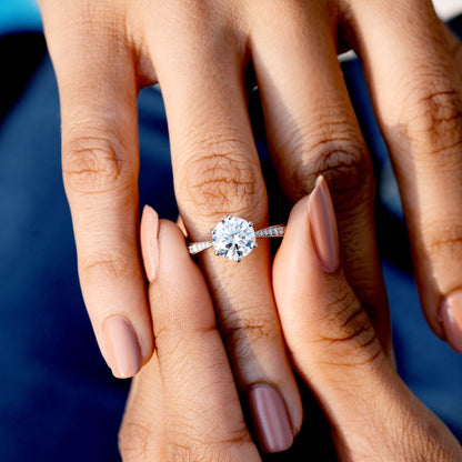2 Carat Center Round Cut Moissanite Diamond Engagement Ring