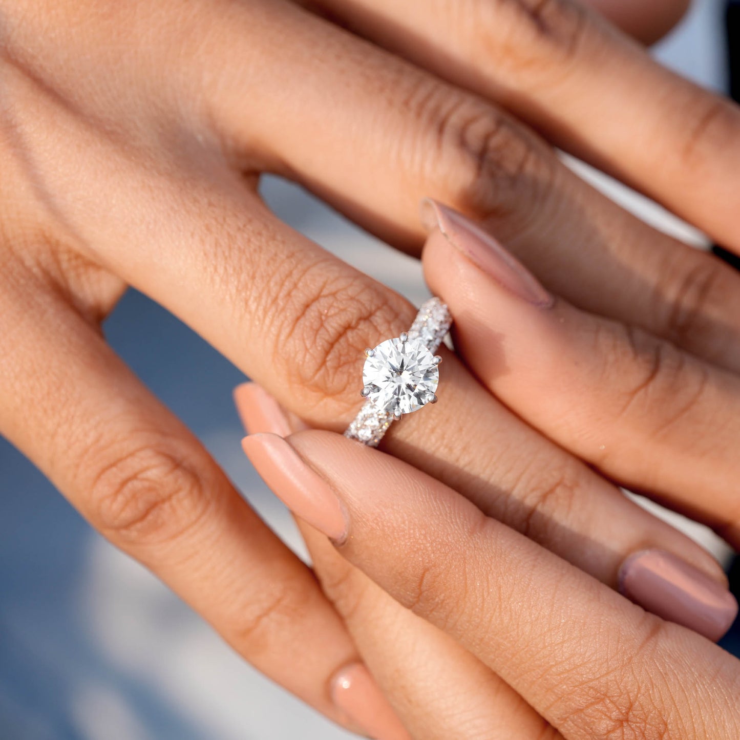 2 Carat Center Round Cut Moissanite Diamond Engagement Ring