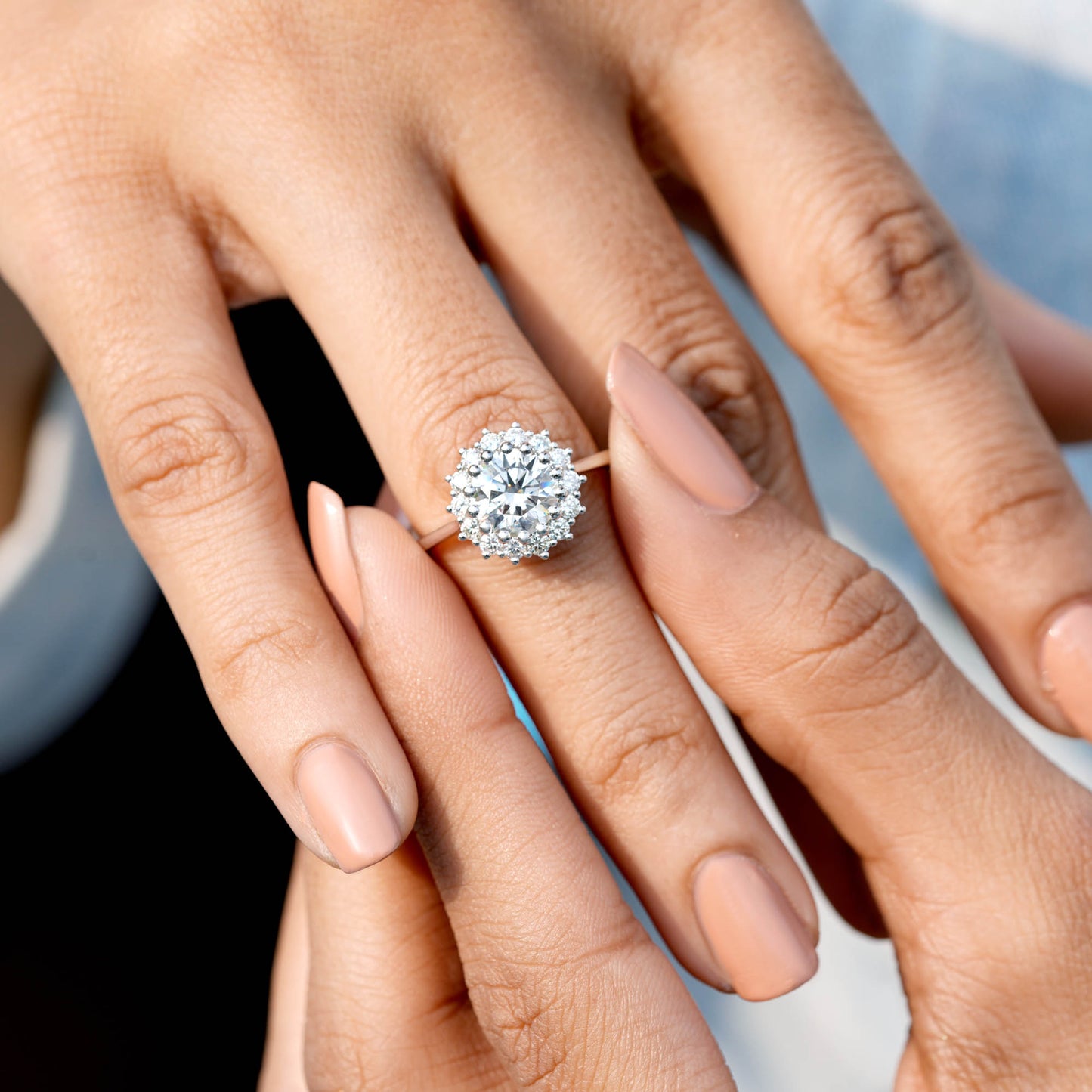 1.5 Carat Center Round Cut Moissanite Diamond Engagement Ring
