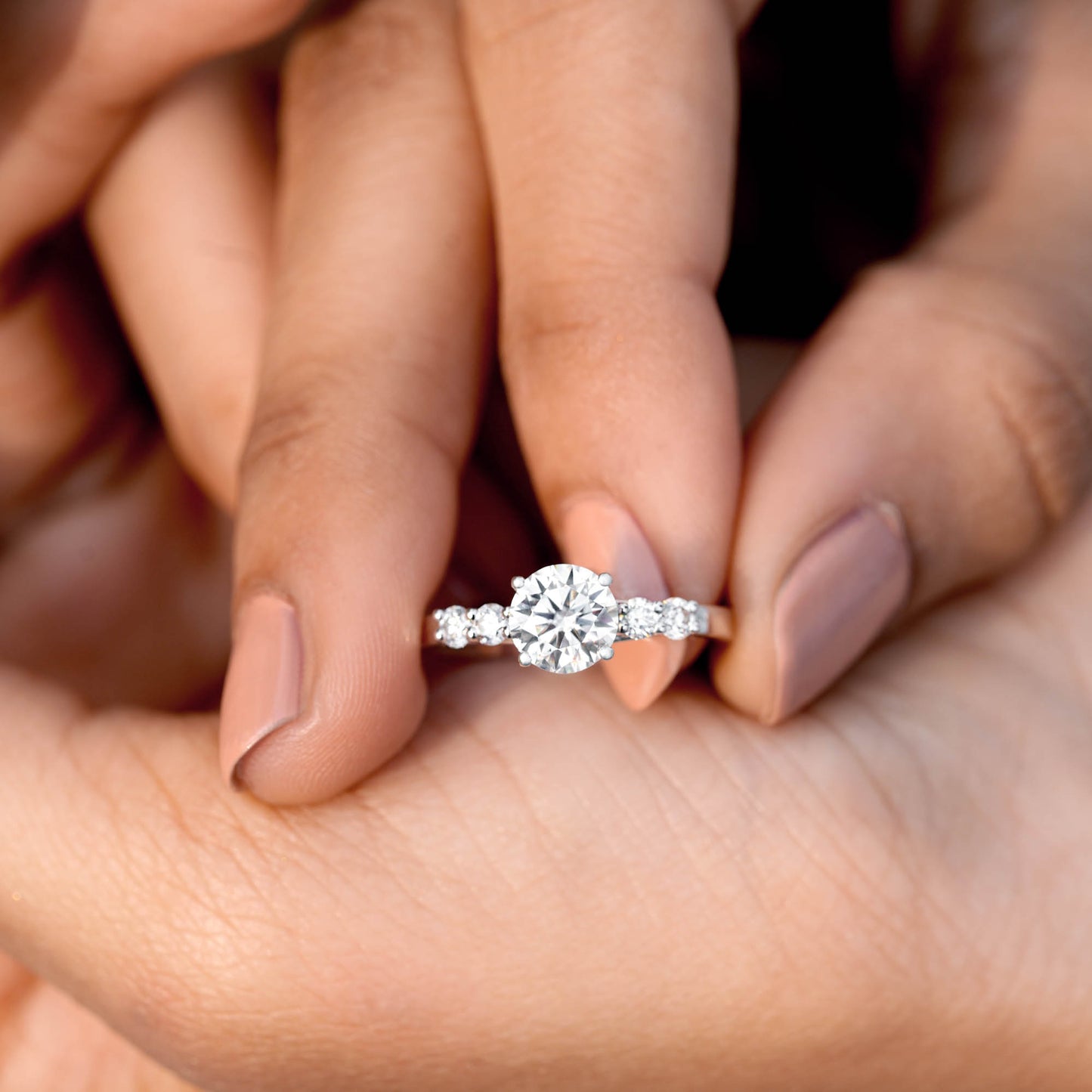 1 Carat Center Round Cut Moissanite Diamond Engagement Ring