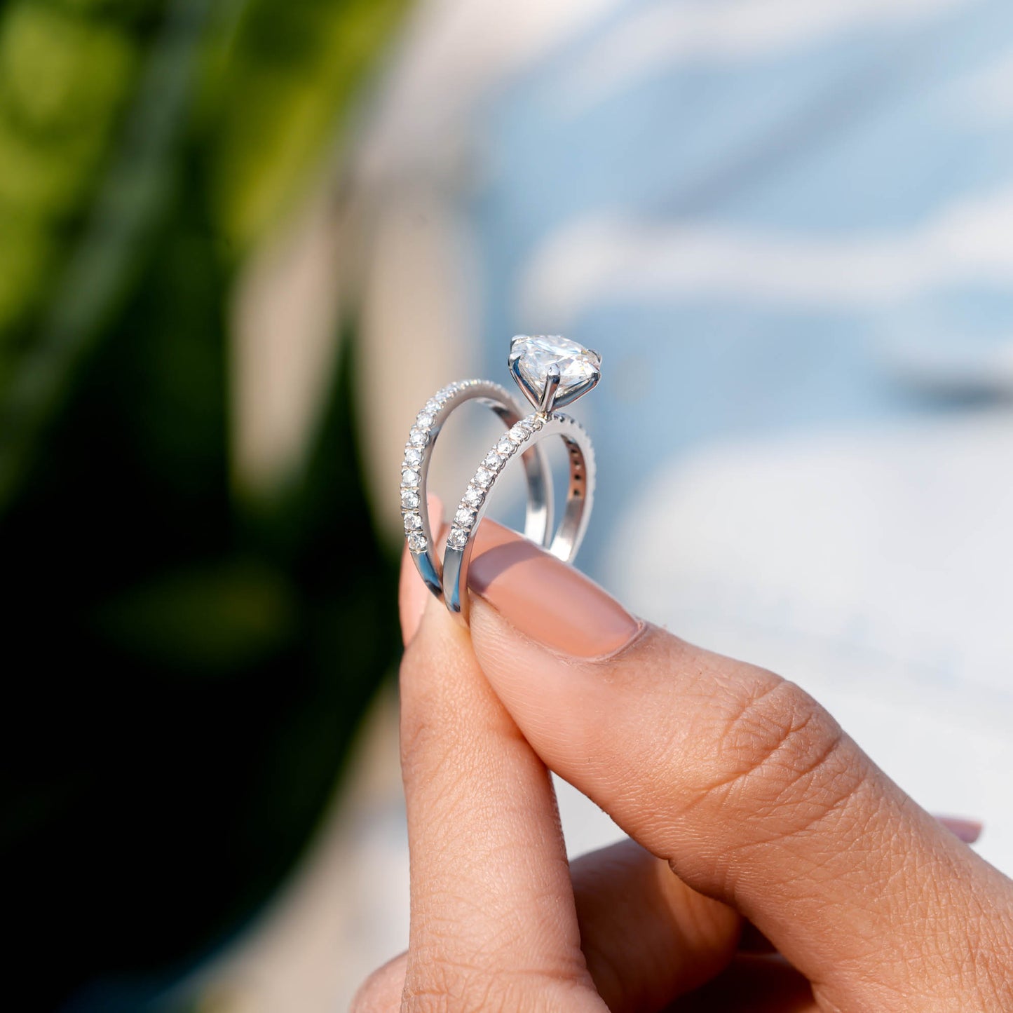 1.5 Carat Center Round Cut Moissanite Diamond Engagement Ring