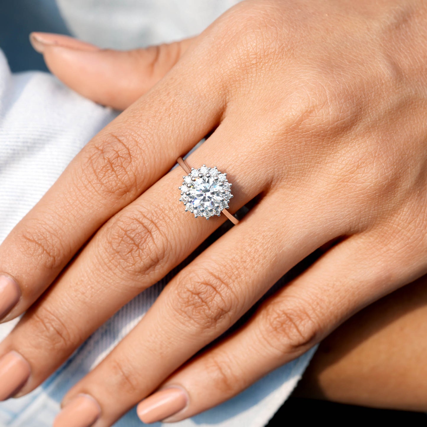 1.5 Carat Center Round Cut Moissanite Diamond Engagement Ring