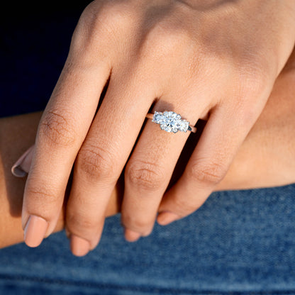 1.5 Carat Center Round Cut Moissanite Diamond Engagement Ring
